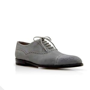 Steel Grey Suede Cap Toe Oxfords
